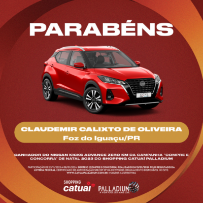 Nissan Kicks do Catuaí Palladium é sorteado para morador de Foz do Iguaçu